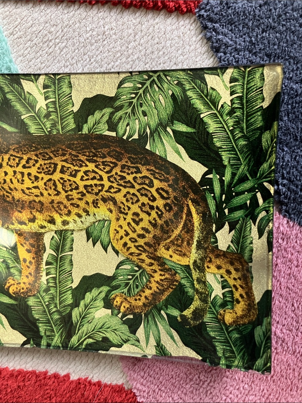 Green and Gold Jungle cheetah catch all platter Décor plate dish - Picture 3 of 6